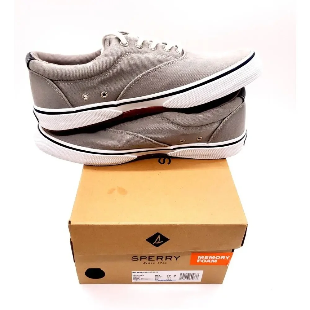 Sperry Halyard CVO Men's Gray Canvas Lace-Up Sneaker Memory Foam US 8.5